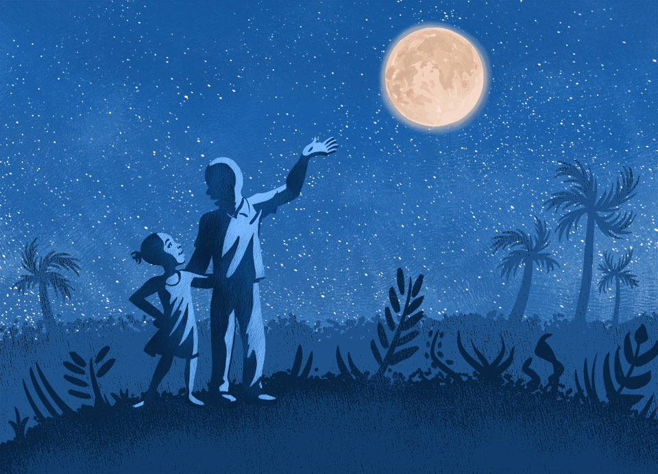  “That’s right,” he said. “People have been to the moon. Maybe you can go to the moon someday. Now it is time to go to bed.” 